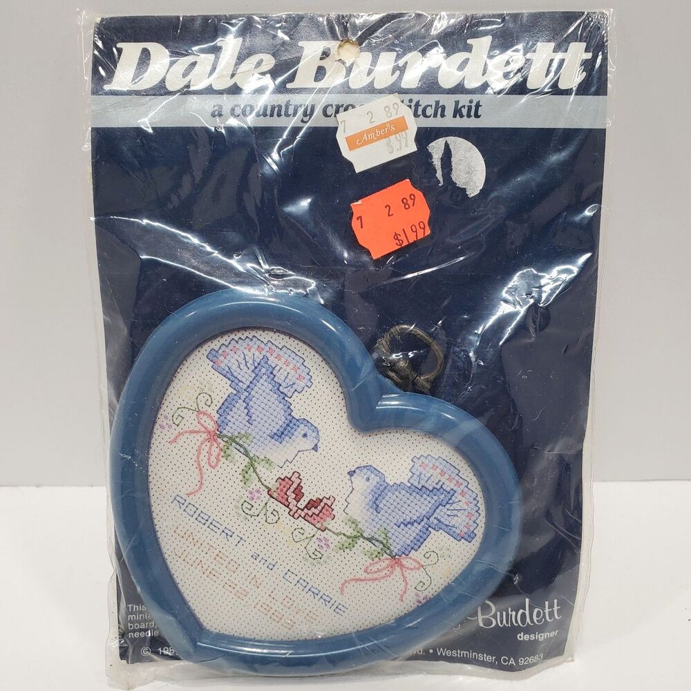 Dale Burdett 5455  Country Cross Stitch Kit 1987 - Love Birds - Wedding Date OOP